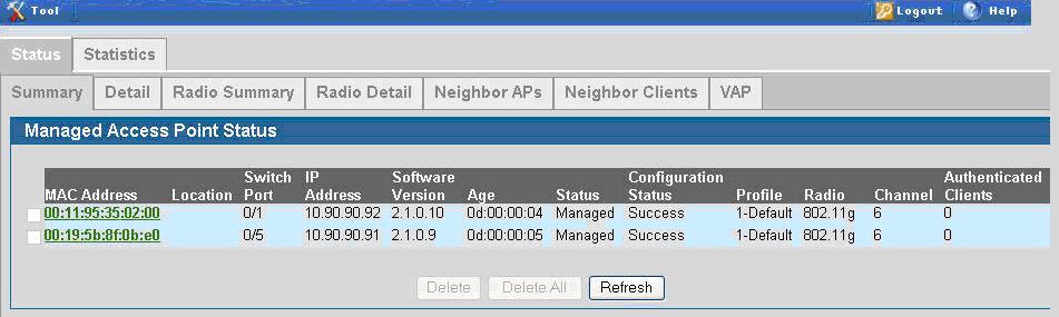 6. To verify the status of APs, click Monitoring > Access Point > Managed Access Points. 7. To view the local Valid AP database, click Administration > Basic Setup, then click the Valid AP tab.