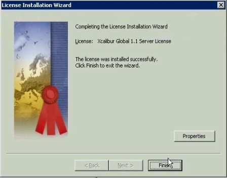 12) After the license file is installed successfully, the Completing the License Installation Wizard window displays, as illustrated, informing you that the license is installed.