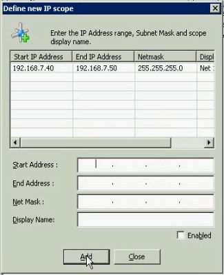 Creating a New IP Scope Proceed as follows to configure a new IP scope range: 1) In the Sites directory select and expand LAN Site.