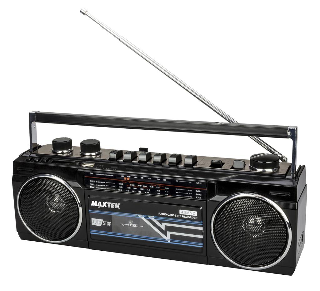 Boombox with Radio, Cassette, Bluetooth, &