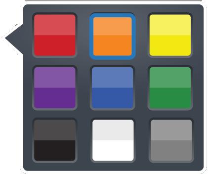 Choose the color in the flyout. Tip: The current color is shown on the button.