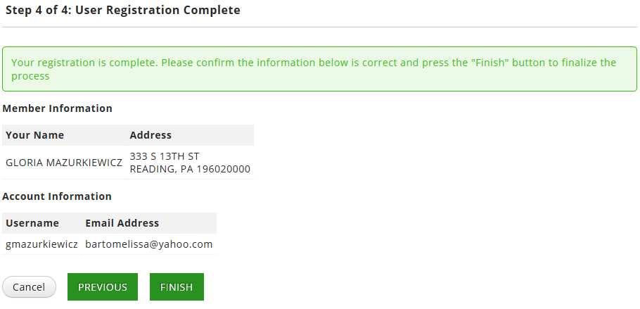 Step 4 is simply to confirm your information is accurate and clicking on finish.