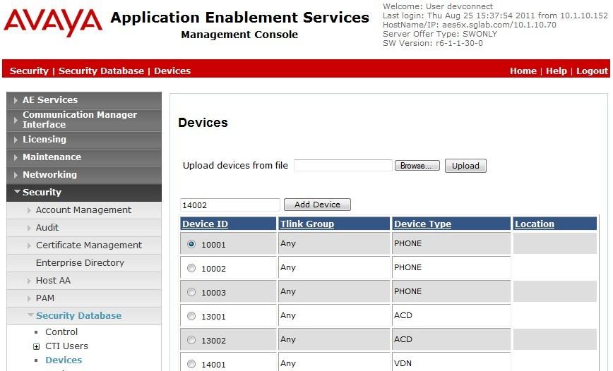 6.5. Administer Devices and Device Group Step Description 1.