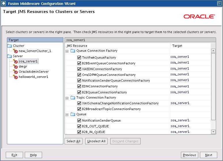 Target JMS Resources to Clusters or Servers 2. In the target_name list, select the check boxes corresponding to the data sources that you want to target to the selected server or cluster.