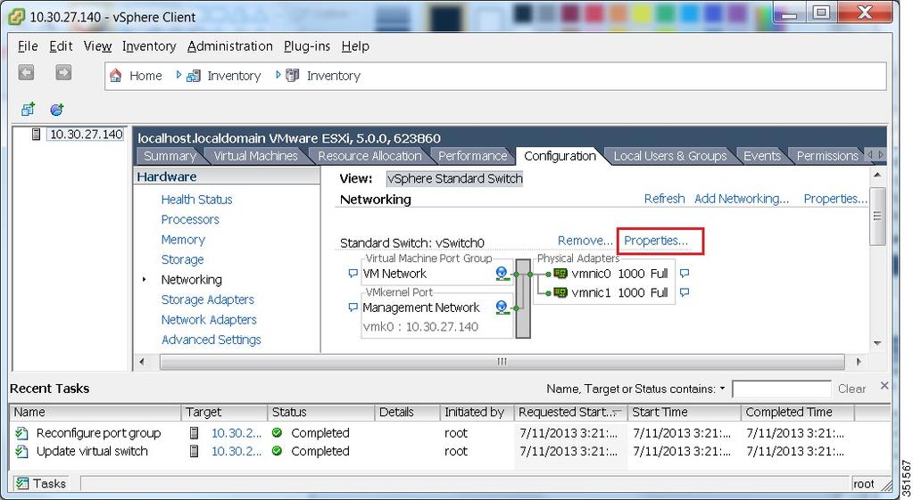 Installation Access and Configure ESXi Host Note By default, only one NIC is enabled in ESXi and identified as vmnic0.