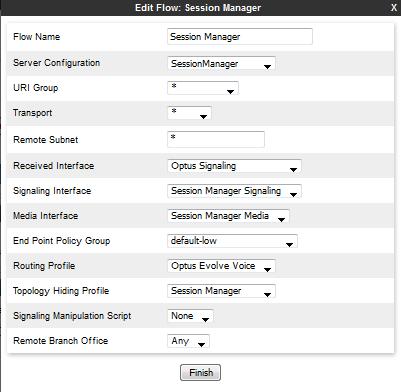 7.3.4 Endpoint Flows For Session Manager 1. Select Device Specific Settings Endpoint Flows from the menu on the left-hand side (not shown). 2. Select the Server Flows tab (not shown). 3.
