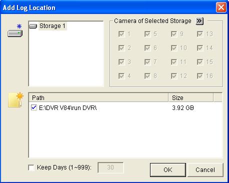 3 Basic Operation 2. In the Video Log Storage section, click the Set Location button and select Storage Group Folder. This dialog box appears. Figure 3-3 3. Click the Add Storage Group icon.