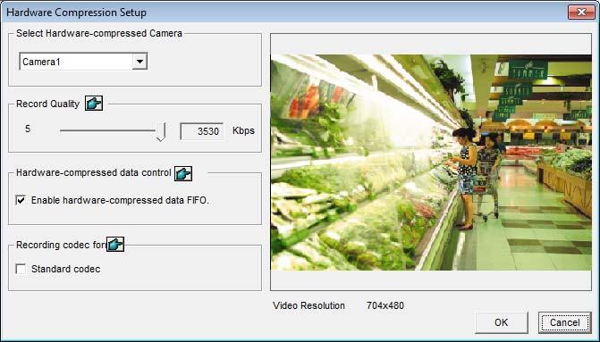 2. Select the cameras you want to set up, and click the Configure button. This dialog box appears. Figure 1-6 3. In the Select Hardware-compressed Camera section, select one camera to be configured.
