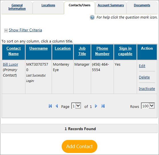Add Additional Contacts If the Marketing Lead profile can be supported by more than one contact person, regardless of the number of worksite locations available, staff clicks the Active Contacts