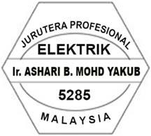 memberi perkhidmatan kejuruteraan profesional dengan menggunakan stamp yang diluluskan oleh Lembaga Jurutera Malaysia seperti contoh di bawah Under Section 7(1) Registration of Engineers Act 1967