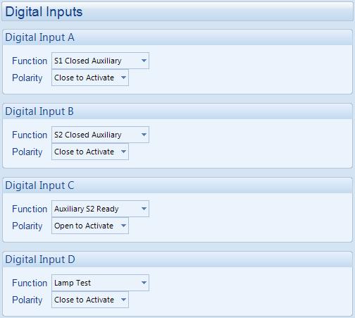 Edit Configuration - Digital Inputs 4.4 DIGITAL INPUTS Input function.