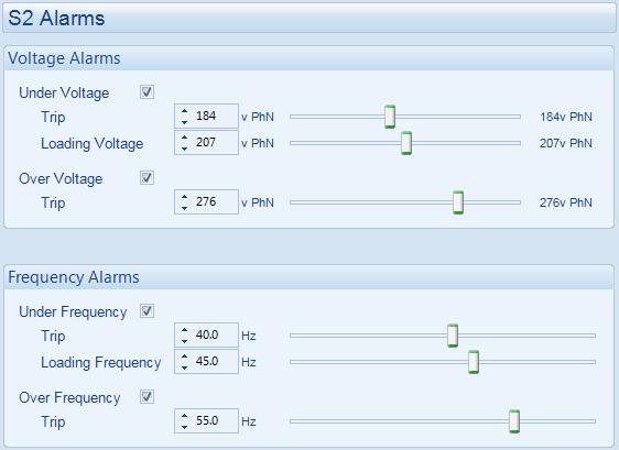 Edit Configuration S2 4.7.2 S2 ALARMS Click to enable or disable the alarms. The relevant values below will appear greyed out if the alarm is disabled.