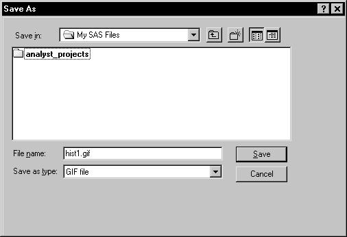 62 Chapter 3. Managing Results in Projects Figure 3.7. Saving a Graphics File Type a filename in the File name: field, and select a file type.
