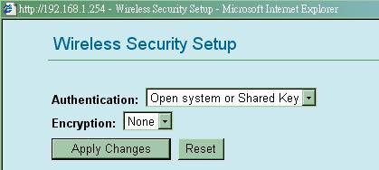Security Click the Setup button to enter the Wireless Security Setup page.