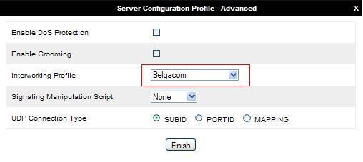 On the Advanced tab: Select Belgacom for