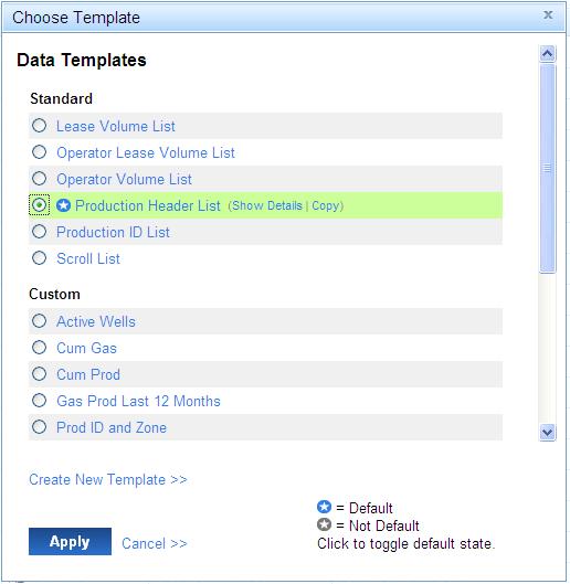 Changing How Search Results Are Displayed Transition from PI/Dwights PLUS Data on CD A Choose Template window will open and display a list of available template options.