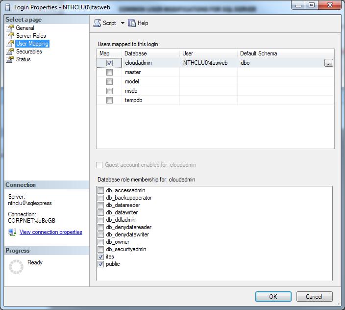 Use SQL Server Management Studio to create a new Login for the Common User.