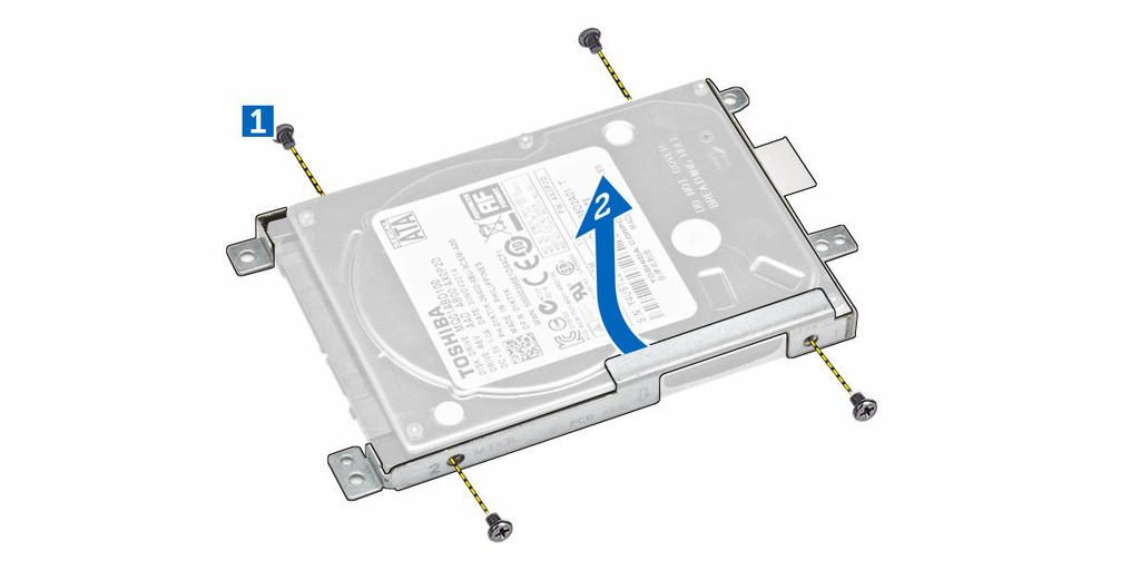 Installing the Hard Drive 1. Place the hard drive in the bracket. 2. Tighten the screws that secure the hard drive to the bracket. 3.