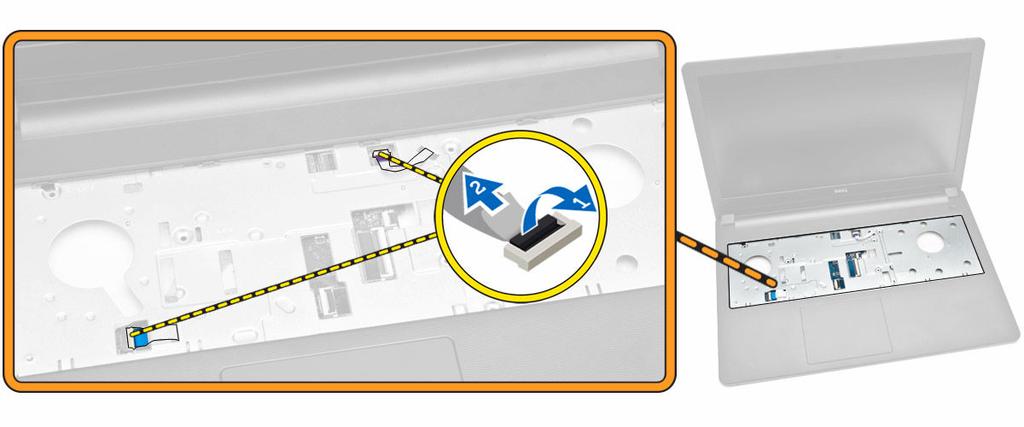 4. Perform the following steps as shown in the illustration: a. Lift the locking tab [1].