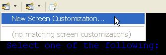Click the Host Screen tab again and select New Screen Customization from the drop-down at the top.