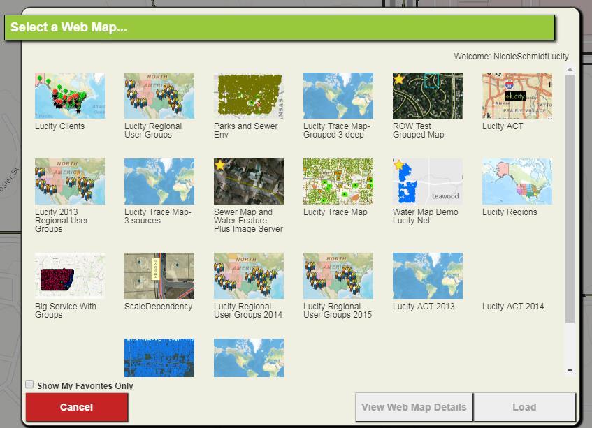 Lucity Web Map Gallery Configuration If you are logged into portal, the Lucity web map gallery (by default) will include all web maps in your organization.