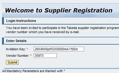 1.0 OVERVIEW Takeda utilizes an automated supplier registration solution.