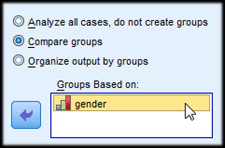 Splitting a File for Comparison Goal: Compare males and females with pets Data Split File Turn off Grouping Add