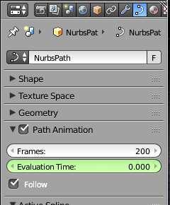 380 APPENDIX B. BLENDER Note that path animation is not just for visible objects! You can move a Camera or Lamp along a path. You can combine path animation with tracking in several ways.