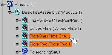3. Select the Plate One assembly component as the second element that will be used to create
