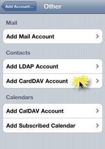 4. Tap Add CardDAV Account. Intellectual Property.