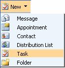 Adding a New Task 1. From the New dropdown menu on the OWA toolbar, select the Task command.