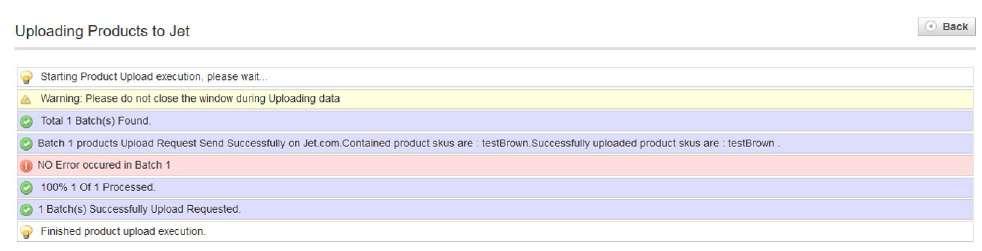 All the products assigned to the profile are listed on this page. 6. Select the check box associated with the product that the admin wants to upload it to Jet.com. 7.