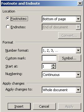 Step by Step- Footnote (&Endnote) 1. In print layout view, click where you want the note reference mark to be. 2.