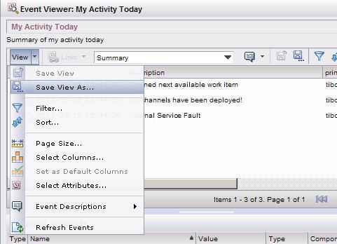 Event Views 85 Saving Views The left pane displays some pre-defined event views that allow you to display a subset of all available events without creating an event view.