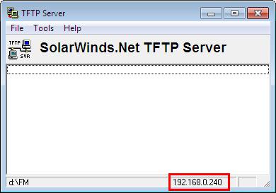 (5) Set TFTP Root Directory to D:\FM TFTP SERVER
