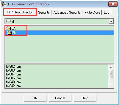 Security to change the TFTP server's default setting