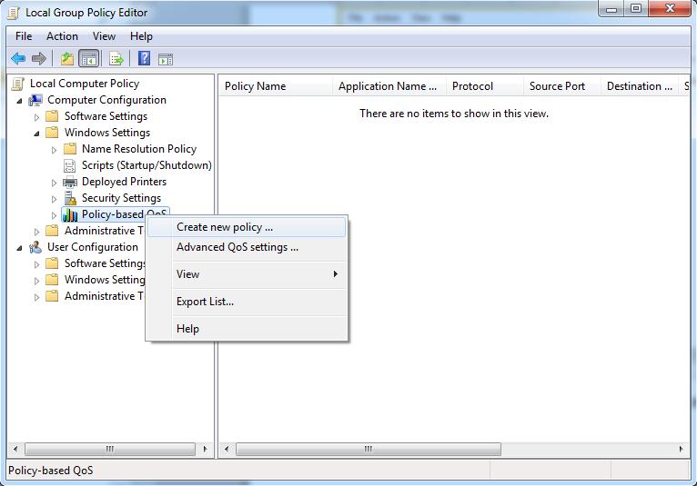 3. Type the Policy name, select the Specify DSCP Value checkbox