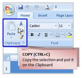 To Copy and Paste Cell Contents: Select the cell or cells you wish to copy.