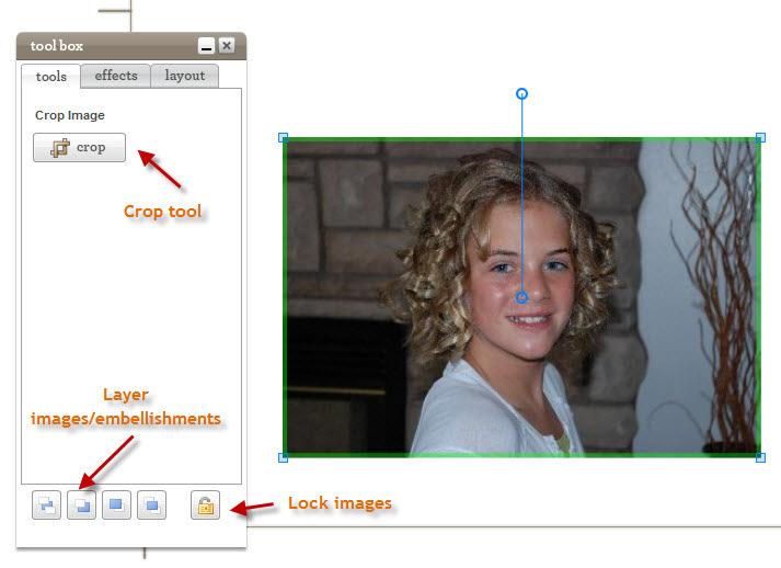 6. Tool Box Tools Tab: Crop your image down by selecting Crop then adjusting the image as desired.