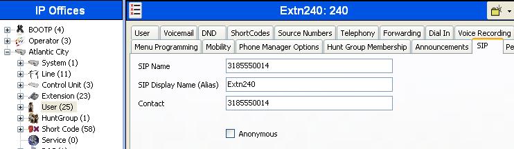 5.6. User Configure the SIP parameters for each user that will be placing and receiving calls via the SIP line defined in Section 5.4.