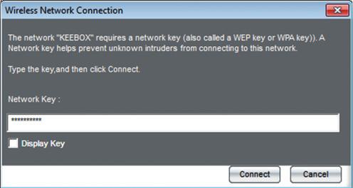 3. If Encryption is enabled on your access point or wireless router, enter the Network (encryption) Key and then click Connect. Your configuration is now complete.