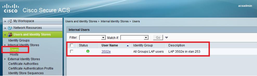 Click Users and Identity Stores