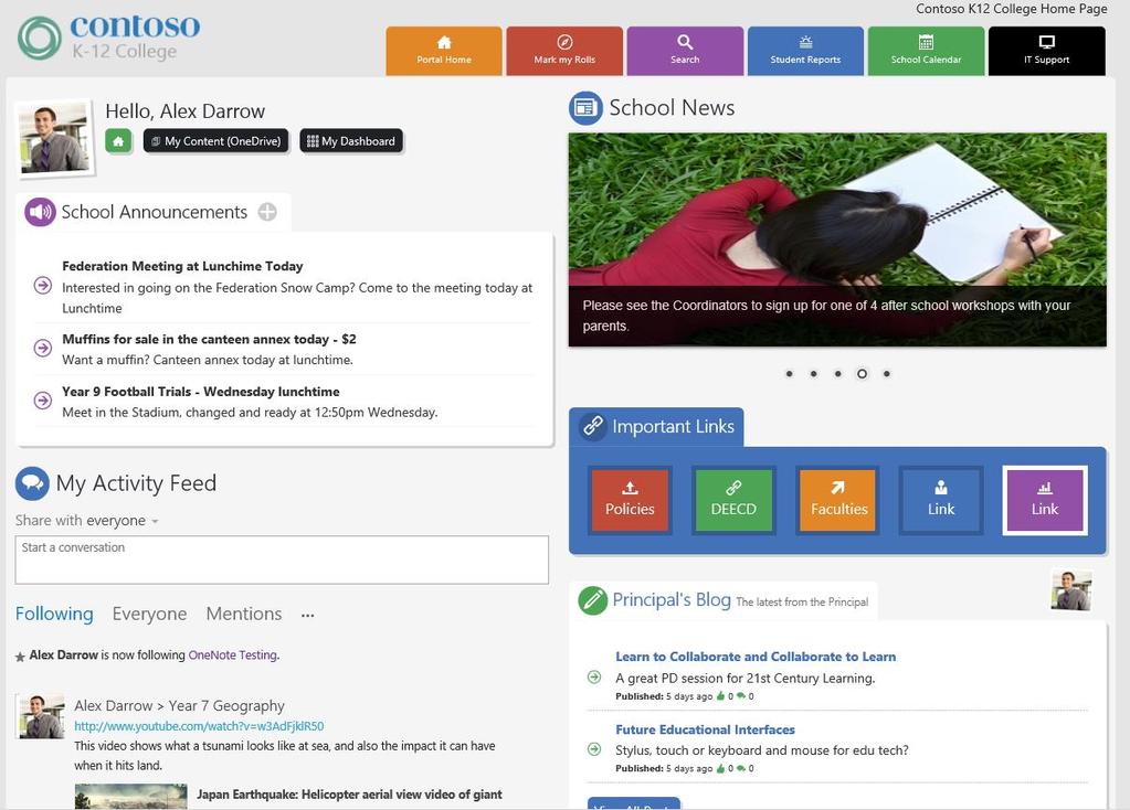 Benefit 1 Collaborative learning spaces Uses SharePoint Easy templates for creating school intranets Create communities for teachers and interest groups