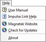 pdf reader, such as Adobe Acrobat Reader, must be installed) IMPULSE LINK Help Provides information on communication profile settings and troubleshooting, complete Index of