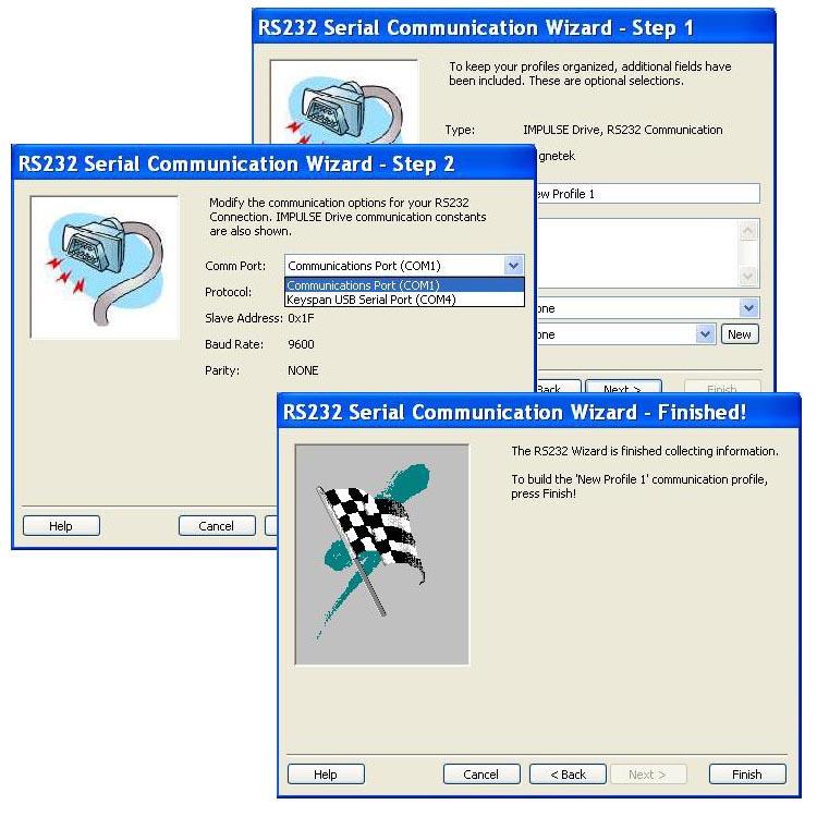 Highlight the IMPULSE DRIVE, RS232 for the standard Serial connection, and then click Select.