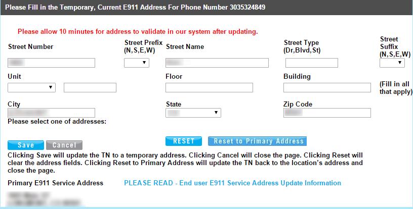 Change CHANGE e9 E9 Address ADDRESS Clicking Edit will load a page similar to image 9.. Image 9. Note: Before making any changes, review the E9 information to understand the importance of E9.
