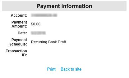 RECURRING Pay Your BANK Bill DRAFT Clicking Submit will load a final confirmation page similar to image 5.. Image 5.