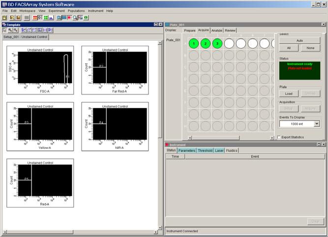 Adjusting Scatter and Far Red Voltages 1 Click the Setup tool ( ) in the application toolbar to