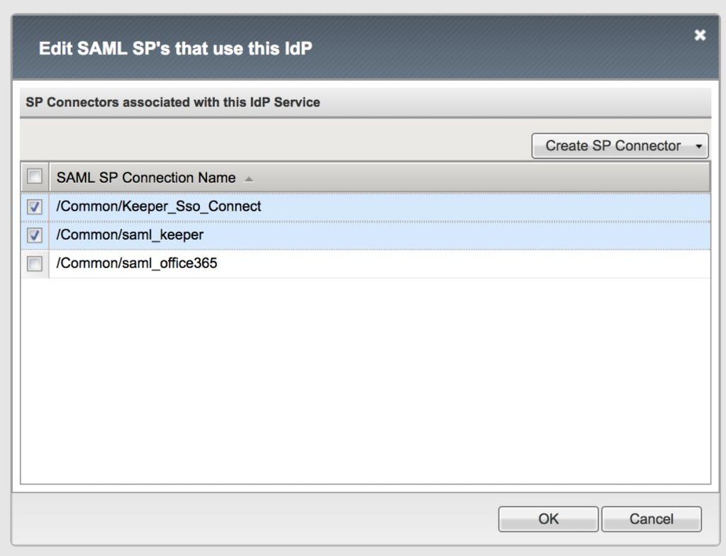 10. Bind the Keeper External SAML SP Connector to the Local IdP Service A.