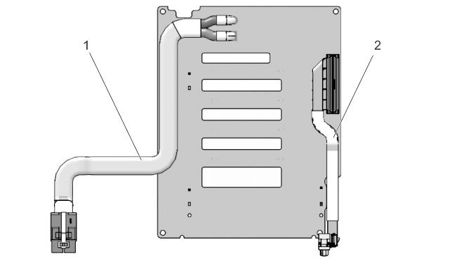 Figure 56. 2.5 Inch (x4) SAS/SATA Backplane Back view 1. backplane power cable 2.